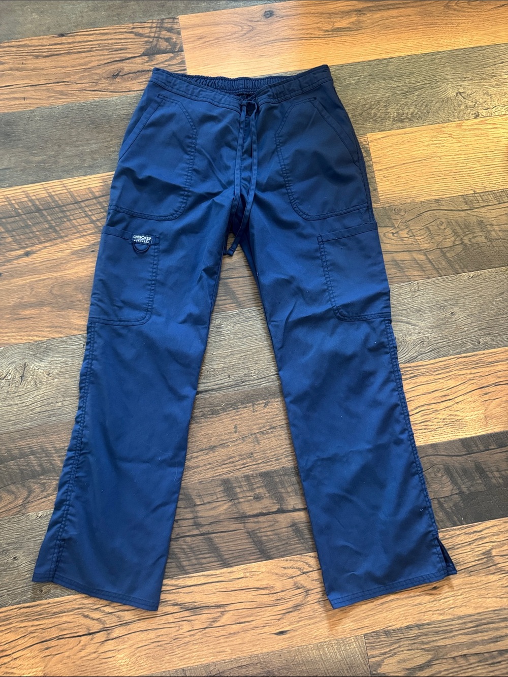 Cherokee Navy Cargo Scrub Pants with Drawstring Waist